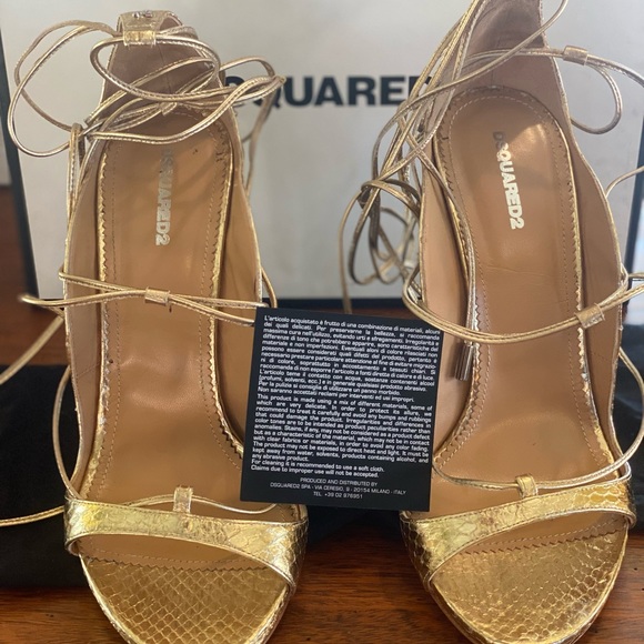 DSquared2 Riri 120 heel sandal. Gold snake size 40 - Picture 5 of 8